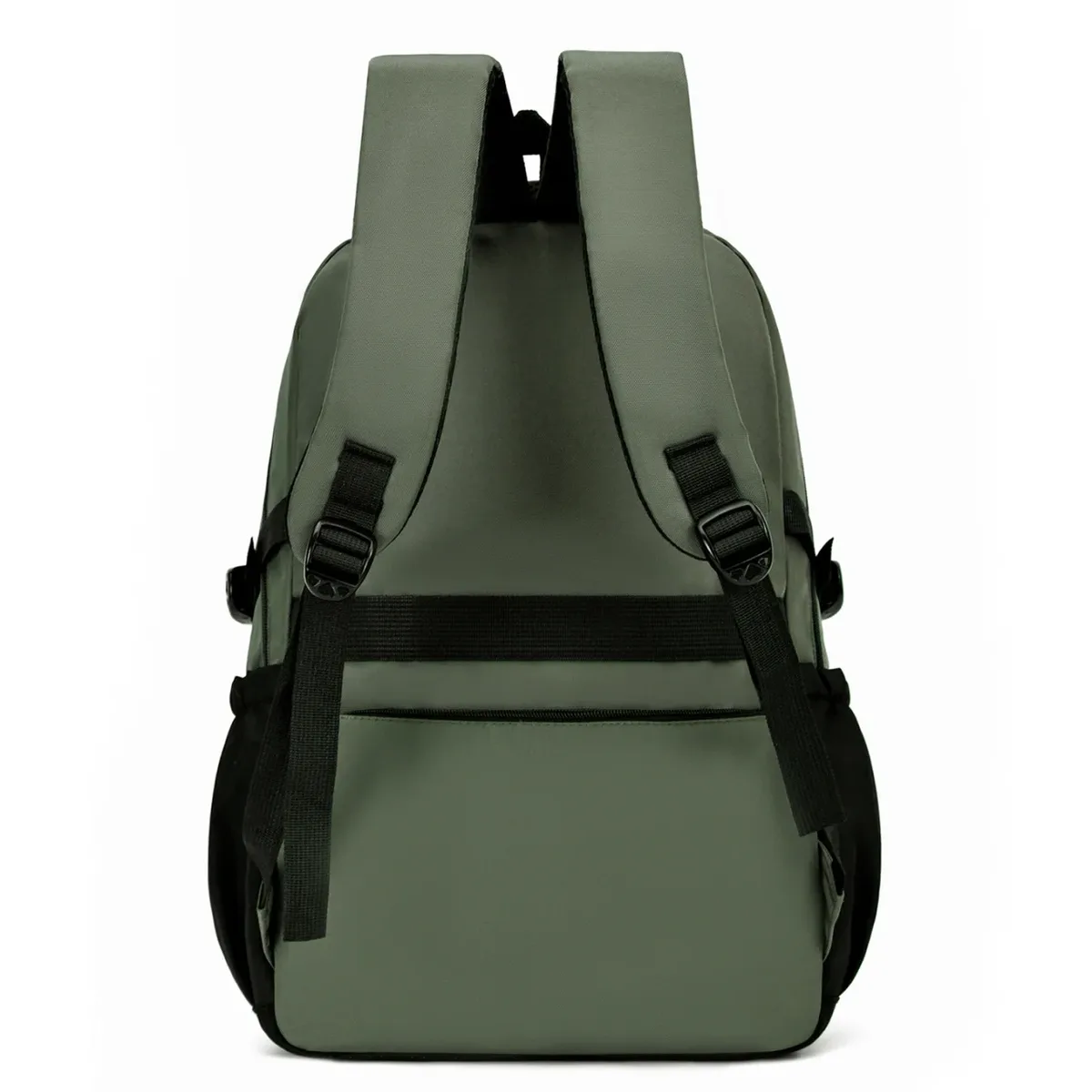 sac dos oxford université vert olive bandes noires poche tél portable bandoulière arquée loquet 36 55 litres