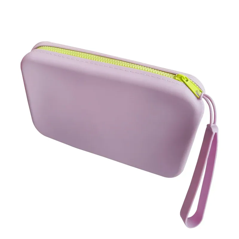 sac de rangement pour cosmétiques en silicone, carré, grande capacité, porte-pinceau de maquillage de voyage, portable, étanche