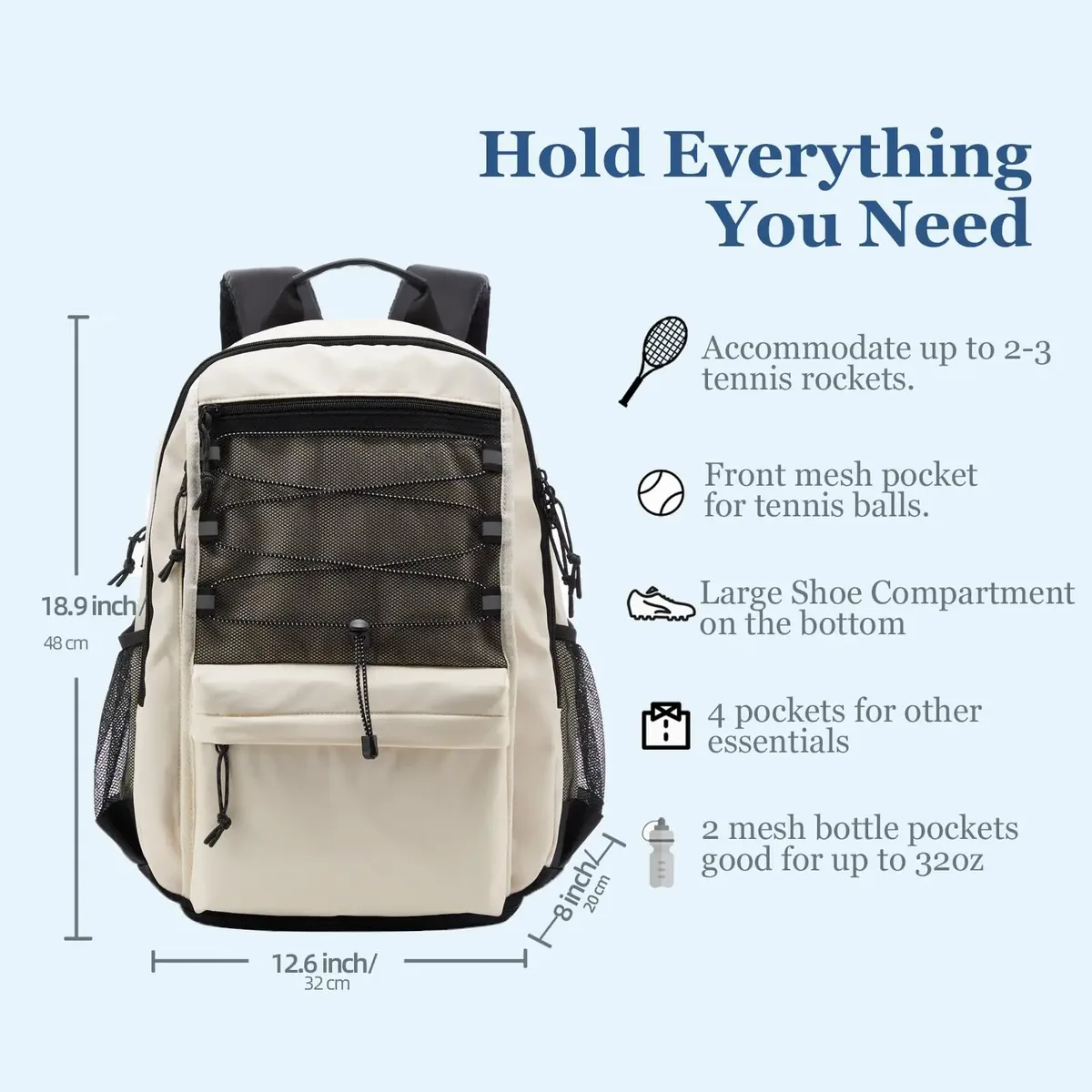 sac de raquette personnalisé avec logo imprimé, sac à dos de raquette de sport, sac de rangement de grande capacité pour chaussures, compartiment indépendant