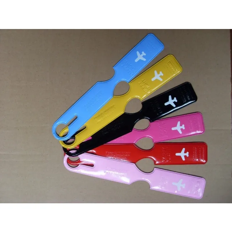 étiquette bagage pvc transparente rouge bleu noir rose jaune voyage avion identification nom adresse