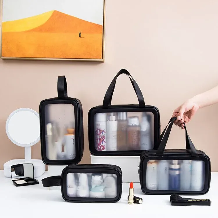 nouvelle trousse de toilette et de maquillage transparente imperméable à grande capacité, épaissie, sans logo, pour voyage, multi-usage, portable, cosmétique