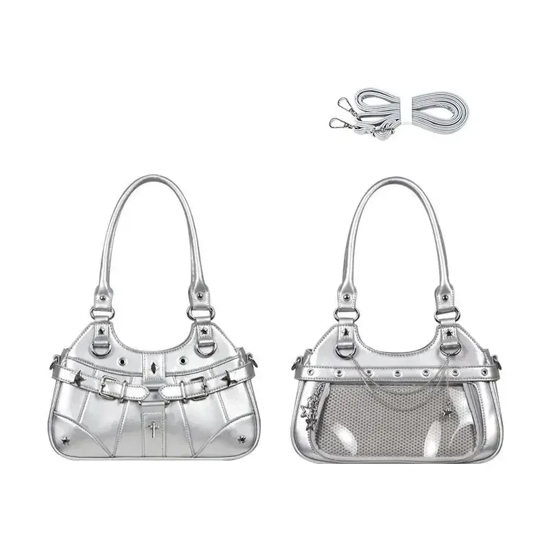 y2k mode femmes sac à bandoulière mignon doux ita sac lolita filles poche transparente bricolage affichage sac à main mode sous les bras sac à main