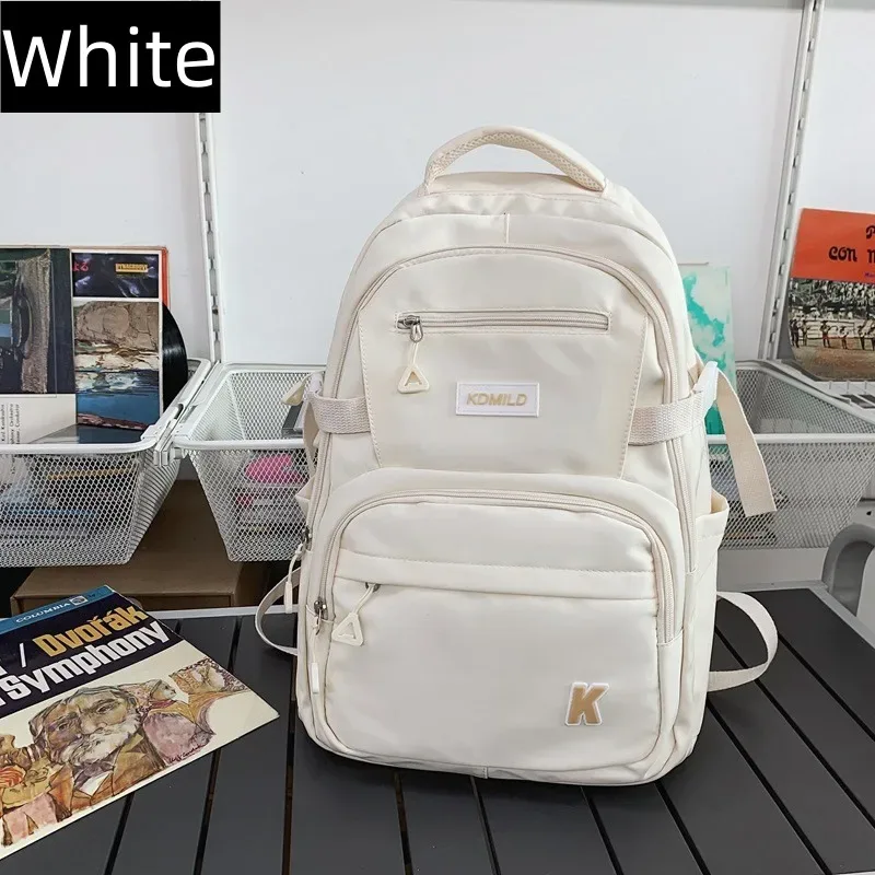 sac à dos en nylon imperméable pour filles, cartable de grande capacité, sacs à dos pour ordinateur portable pour documents solides, sac initié aux voyages en plein air, mode simple
