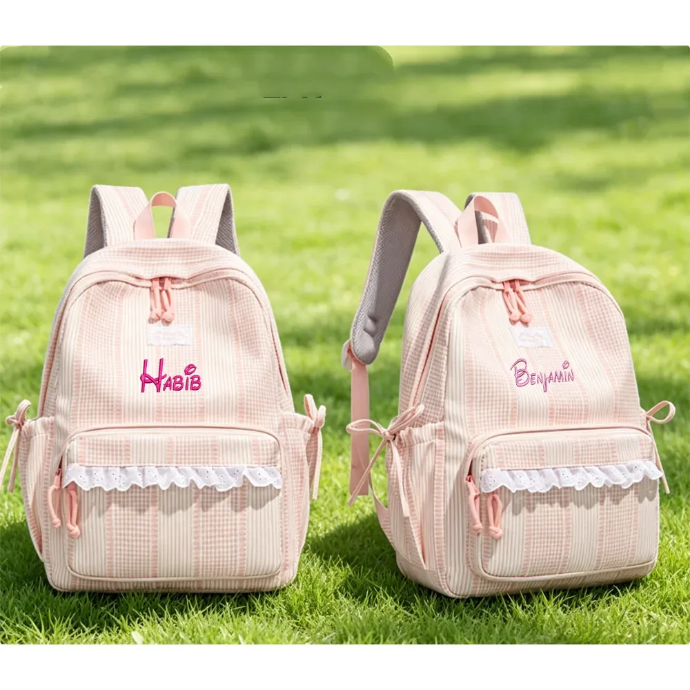 sac à dos personnalisé, sac à dos simple et décontracté à rayures, sac à dos pour étudiantes, sac à dos pour les trajets quotidiens et les voyages.