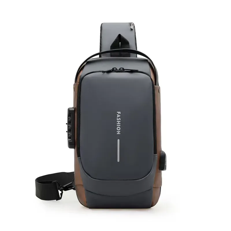 sac bandoulière pour hommes et femmes, sac à dos antivol avec port de charge usb, sac de poitrine imperméable avec serrure à code