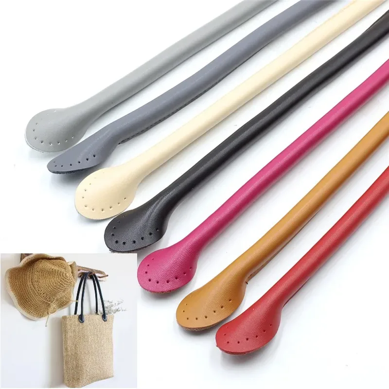2 poignées en cuir de vachette durables de 40, 50, 60 cm, sangle détachable pour sacs à bandoulière, poignée en forme de feuille, sangle de remplacement diy faite à la main pour sac à main