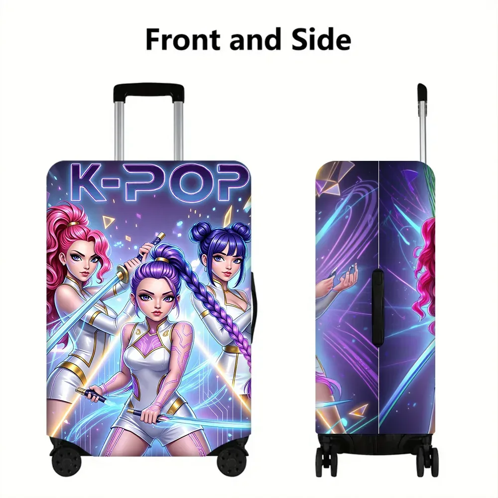 housse valise polyester gris bleu noir design k pop futuriste idoles voyage compact transport securise trip cadeau