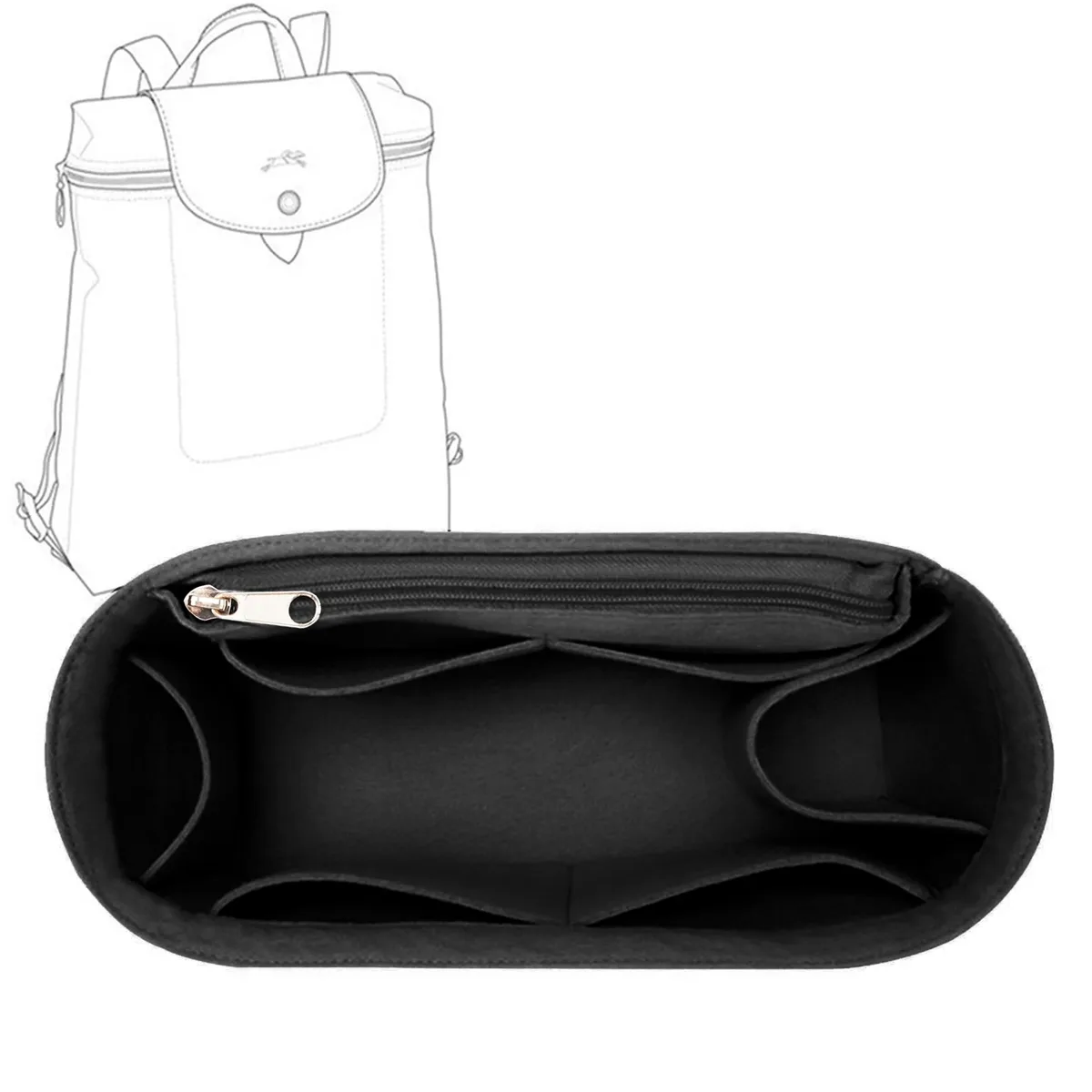 insert organisateur de sac à main en feutre avec plusieurs poches, doublure de sac dans le sac pour sacs à main et sacs à dos, sac de rangement de maquillage de voyage
