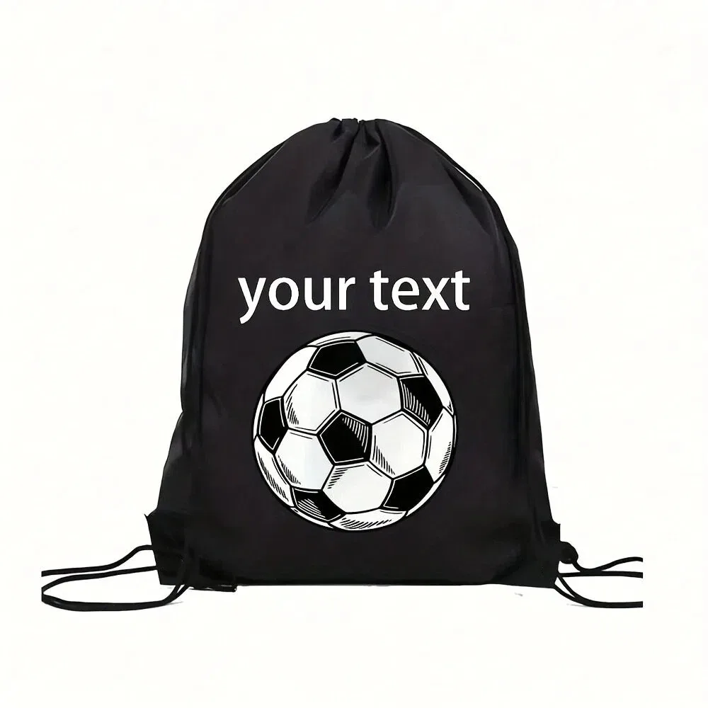 sac de sport unisexe personnalisé avec motif de football, sac à dos à cordon de serrage, pochette multifonctionnelle pour l'extérieur, petit sac de voyage, cadeau de vacances