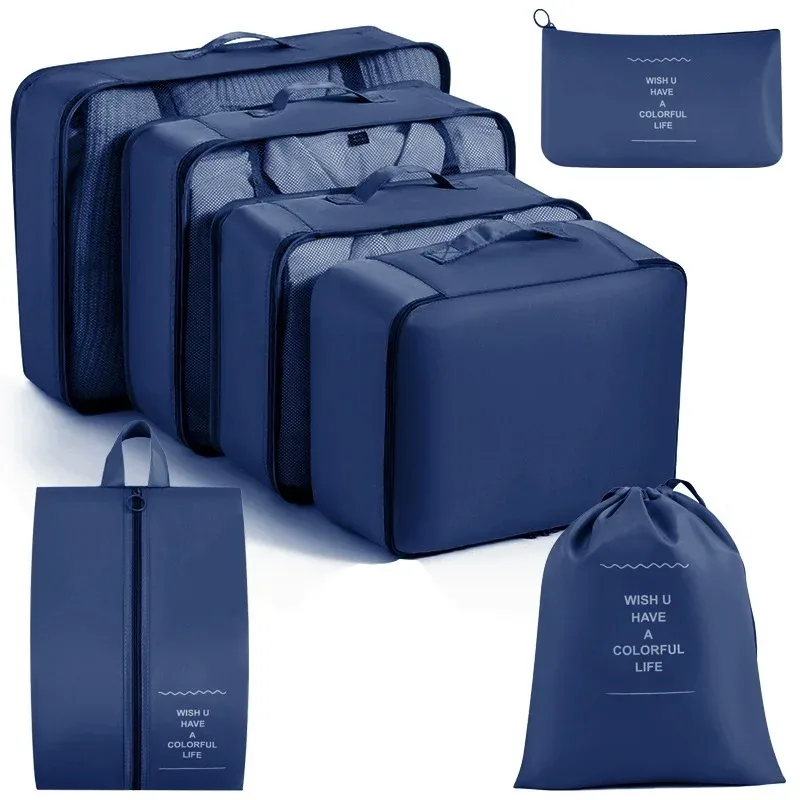 organisateur voyage polyester beige compartiments zippés poches intérieures cube sac compression chaussures pochettes housse vêtements