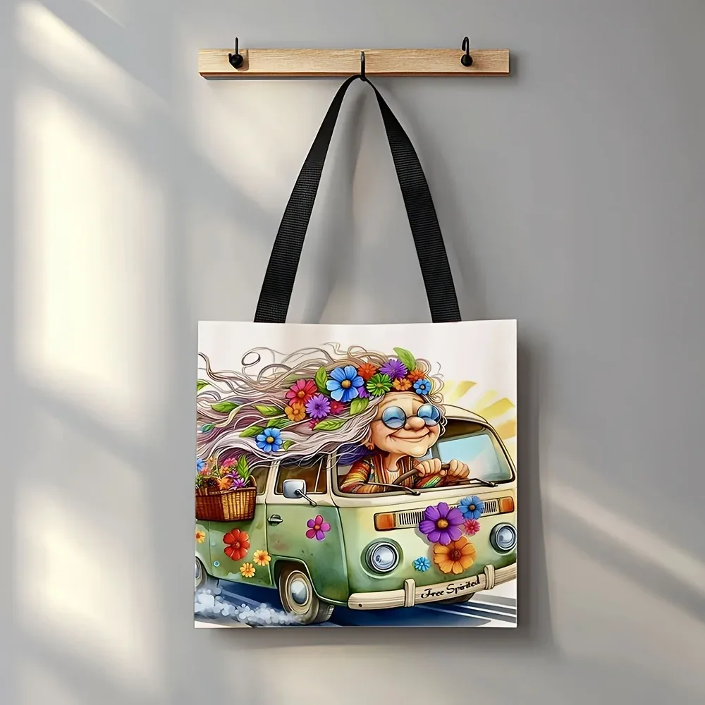 grand-mère conduite sac à provisions cadeau d'anniversaire pliable mode sac à bandoulière décontracté portable grands sacs à provisions pochette de rangement