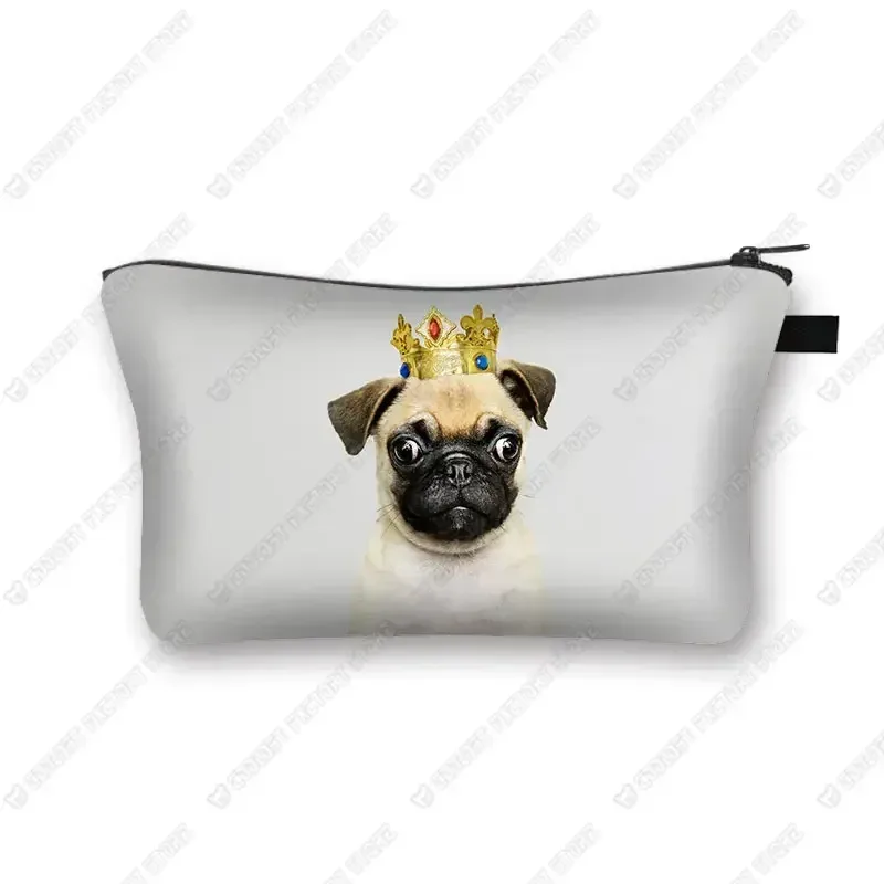 sacs à cosmétiques imprimés chien carlin 3d, motif pékinois mignon pour trousse de maquillage, organisateur nécessaire pour femmes, mini sac à main de voyage