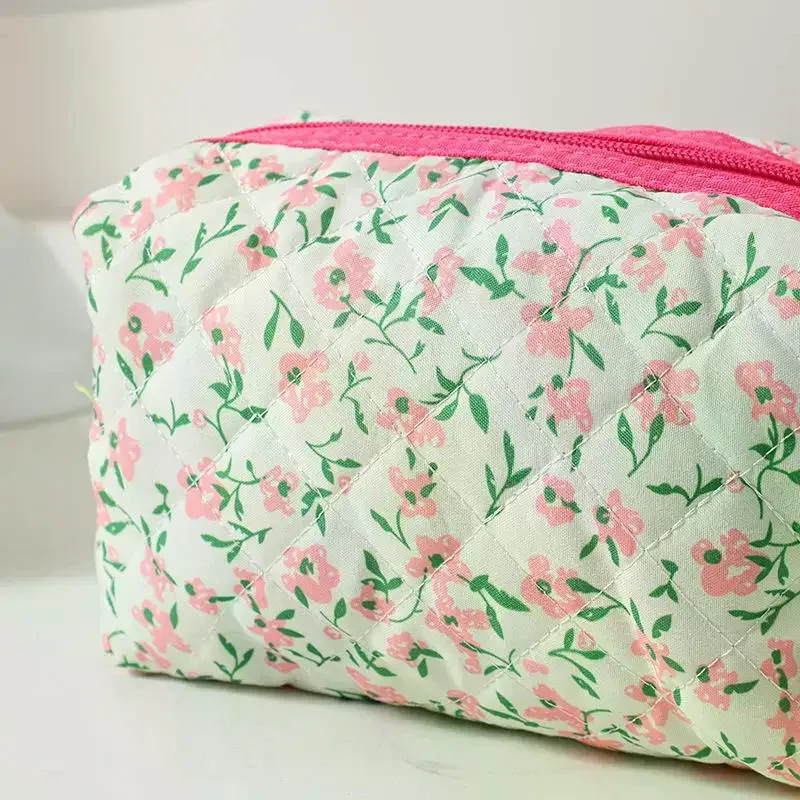 sac de rangement portable imprimé petite fleur, trousse de maquillage de voyage, trousse de toilette pour femmes et filles