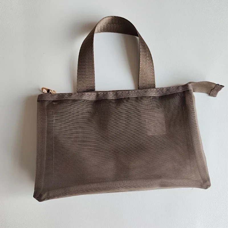 sac de rangement en maille pour maquillage, sac à main en maille, sac de voyage portable pour passeport, trousse de toilette, sac de rangement ajouré