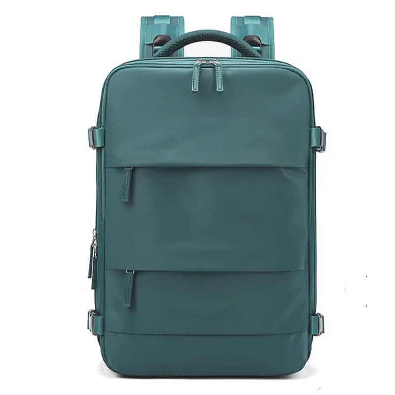 sac dos nylon vert pastel gris compartiment ordinateur poches latérales usage voyage école affaires courtes distances