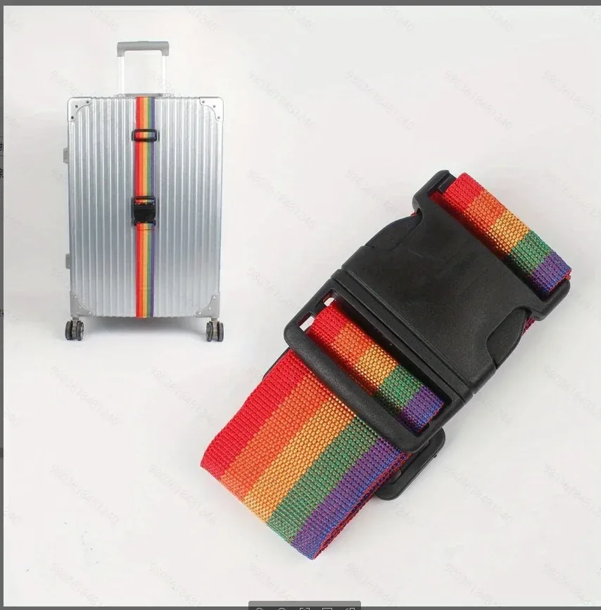 ceinture bagage nylon arc ciel motif robuste boucle rapide voyage adaptation valises diverses tailles