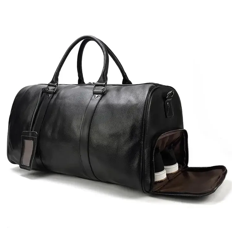 pooloos sacs de voyage en peau de vache naturelle sacs de nuit en cuir imperméables pour hommes bagages à main hommes sac de week-end homme d'affaires 55 cm