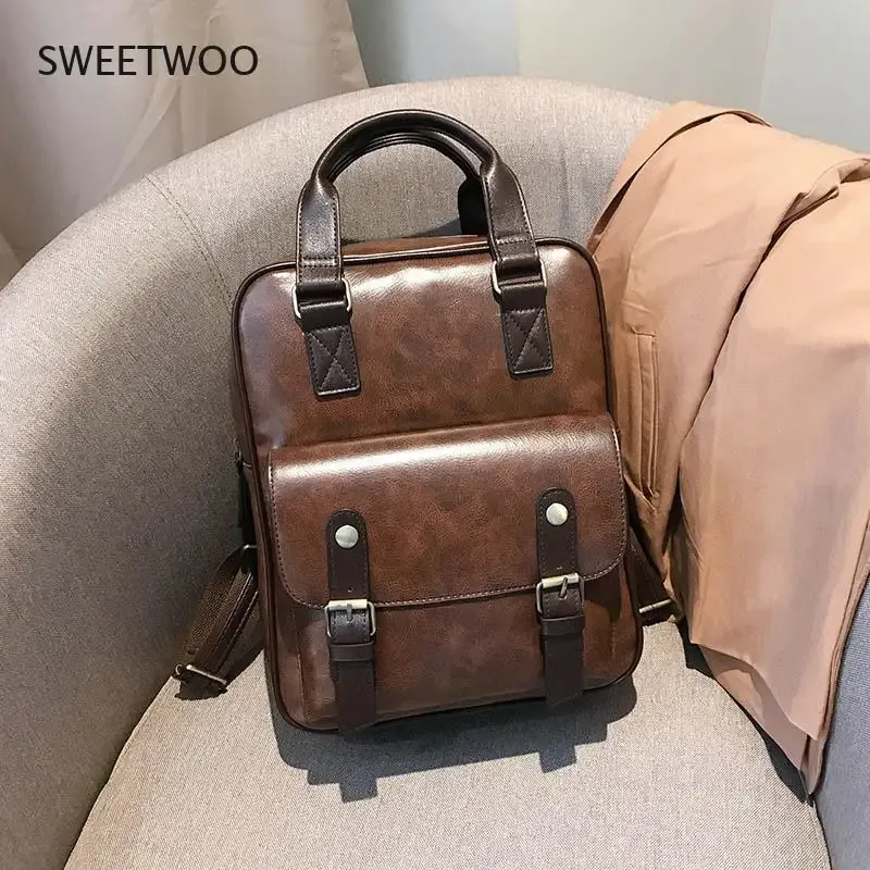 sacs à dos antivol pour femmes, sacs d'école marron pour adolescentes, sac à dos en cuir pour ordinateur portable vintage, grand sac à dos de voyage imperméable