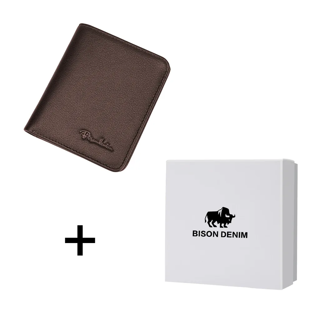 bison denim noir sac à main pour hommes en cuir véritable hommes portefeuilles mince mâle portefeuille porte-carte peau de vache doux mini sacs à main n4429