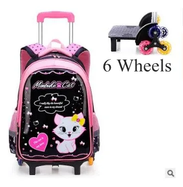 valise sac dos roulettes nylon fleur chat rose filles école voyage transport scolaire jeunesse