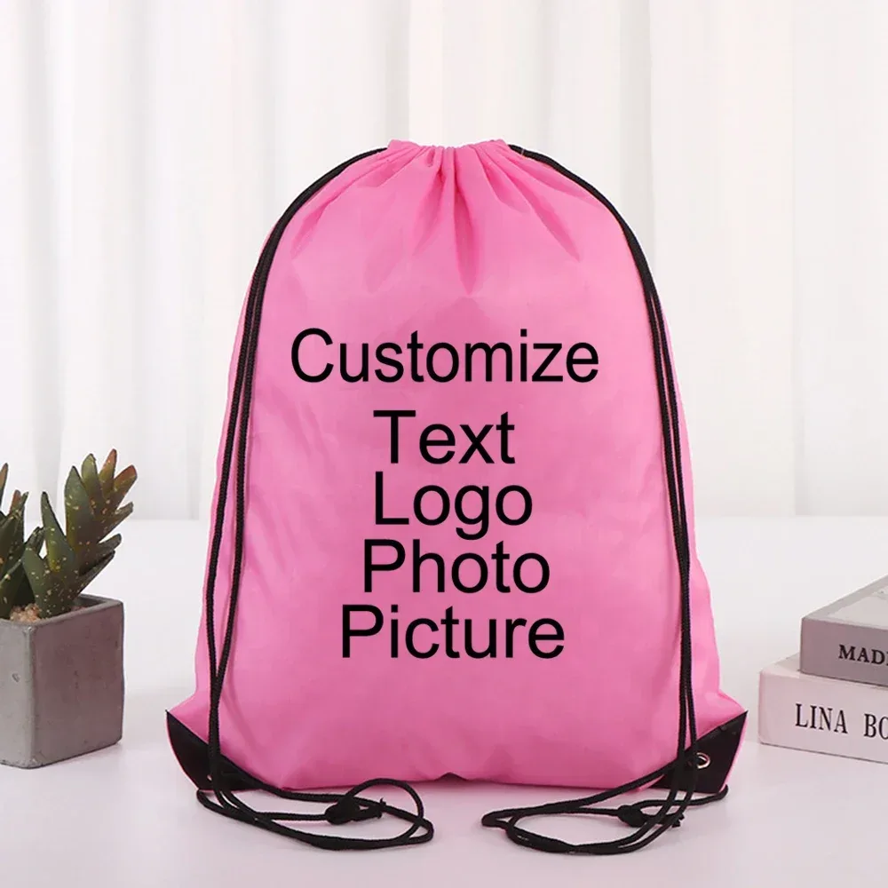 sac à dos de cyclisme avec logo/texte/nom personnalisé, sac à chaussures à cordon de serrage pour vêtements, ceinture étanche, sac de sport portable en nylon