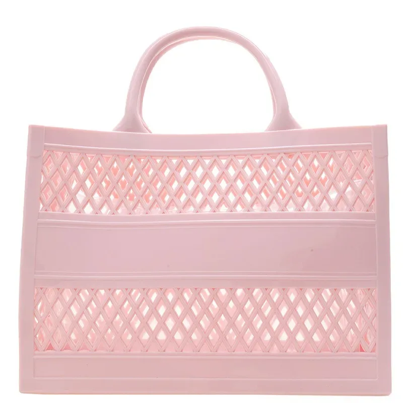 2025 nouveau grand sac de plage en caoutchouc pvc imperméable plage voyage pique-nique panier de rangement femmes shopping sacs à main sac gelée sac fourre-tout ins