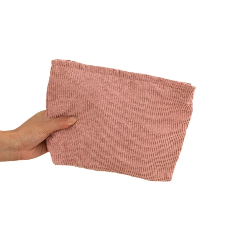 sac à cosmétiques en velours côtelé, grande capacité, organisateur de produits de toilette pour femmes, sac de maquillage à fermeture éclair, pochette de voyage, sac de rangement de cosmétiques pour filles
