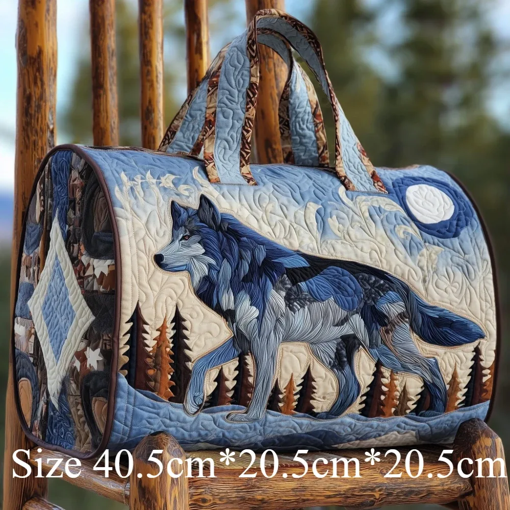 sac de voyage matelassé motif plume de loup, imprimé 3d spirit animal tribal, léger, bagage cabine pour week-end, aventure et sport