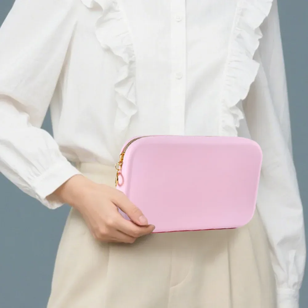sac de rangement cosmétique carré en silicone, grande capacité, support portable pour pinceaux de maquillage, organisateur de cosmétiques étanche pour voyage