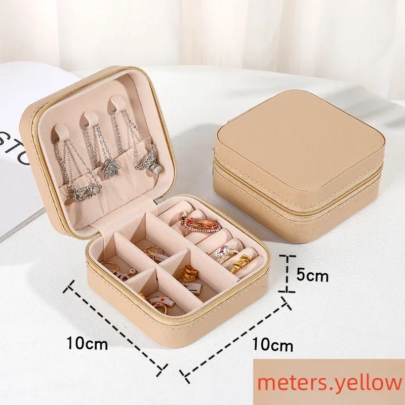 mini boîte de rangement pour bijoux, portable, pour voyages en famille, boîte de rangement pour boucles d'oreilles et colliers, organisateur de bagues pour femmes, boîte de présentation en cuir pu