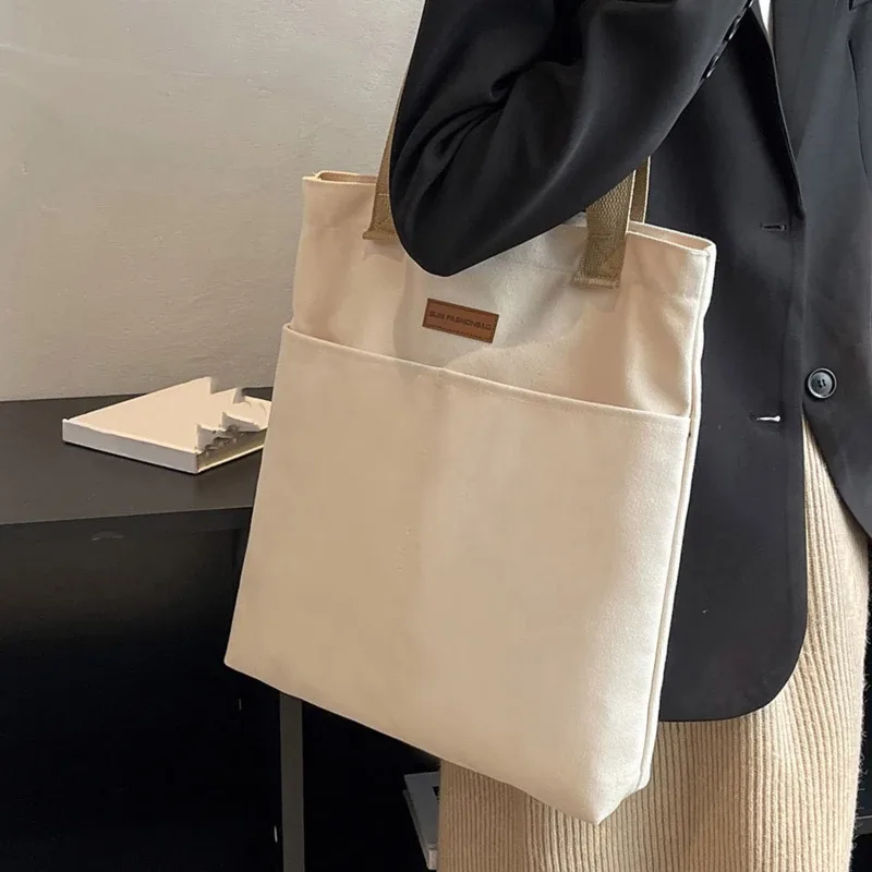 femmes toile sac fourre-tout couleur unie concepteur dames sac à main décontracté sac à bandoulière grande capacité coton réutilisable shopping sac de plage