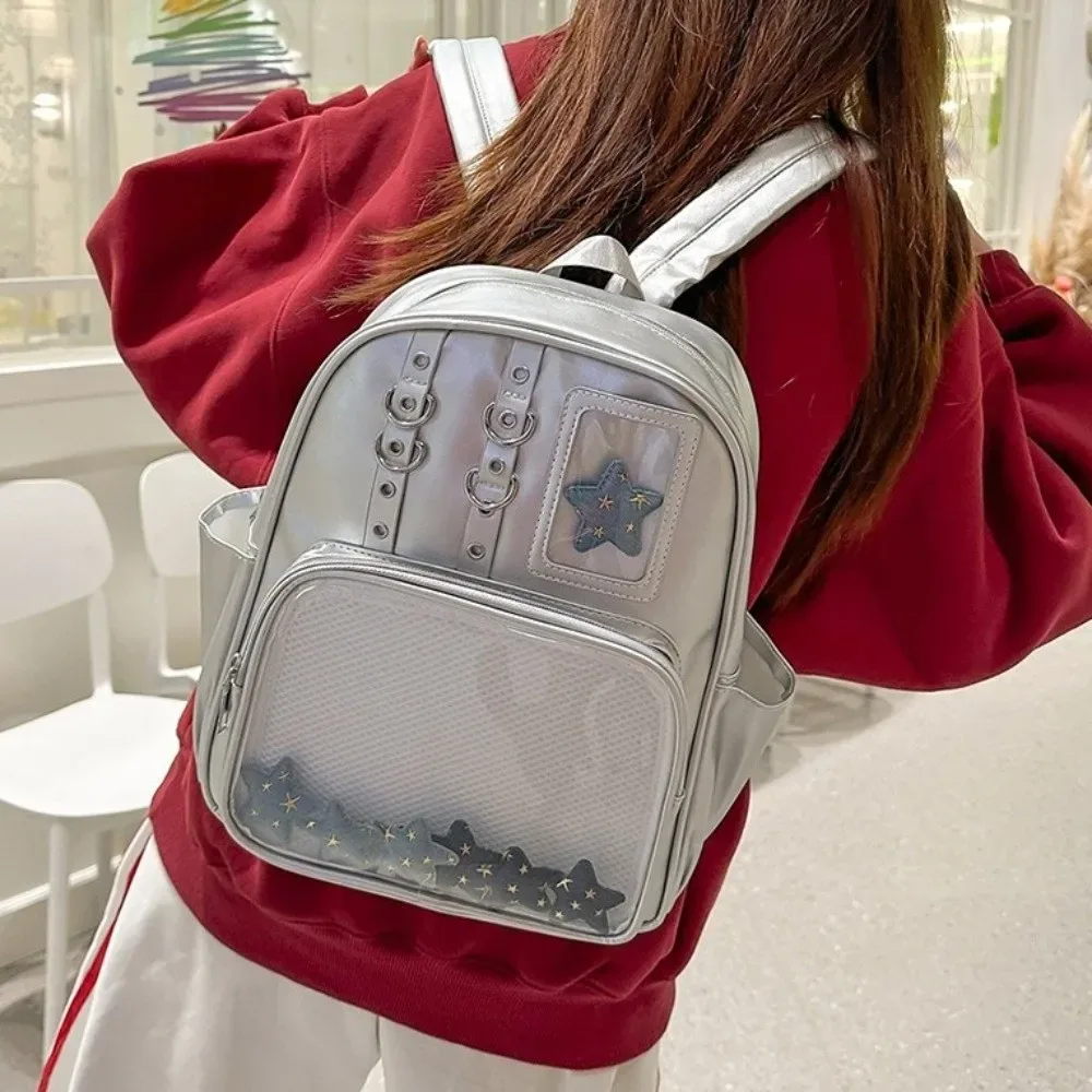 sac à dos transparent mignon en pu, sac à bandoulière y2k, sac ita lolita pour affichage diy, usage quotidien