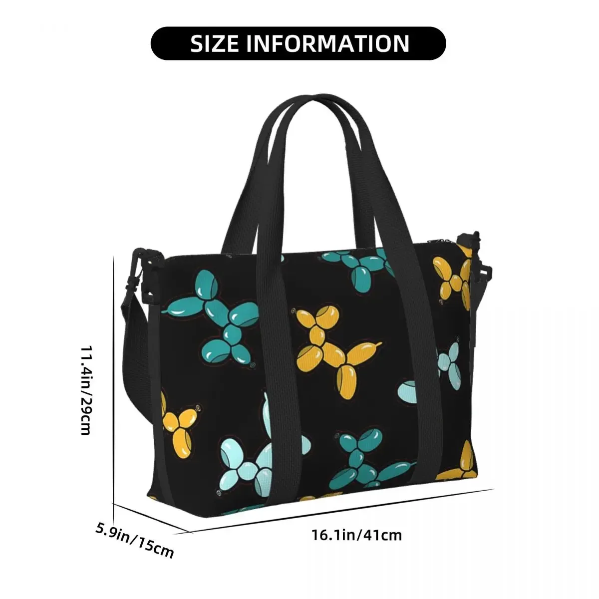 sac de voyage de plage rouge à motif de chiens d'animaux en ballon, fourre-tout de grande capacité pour salle de sport, yoga, sac à bandoulière de shopping pour femmes