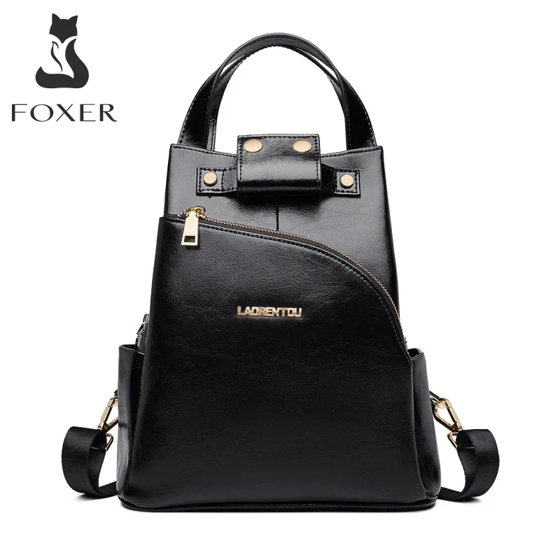 foxer marque femmes style sac à dos femme en cuir véritable + microfibre sac à dos fille sac d'école mode sac de voyage cadeau de noël