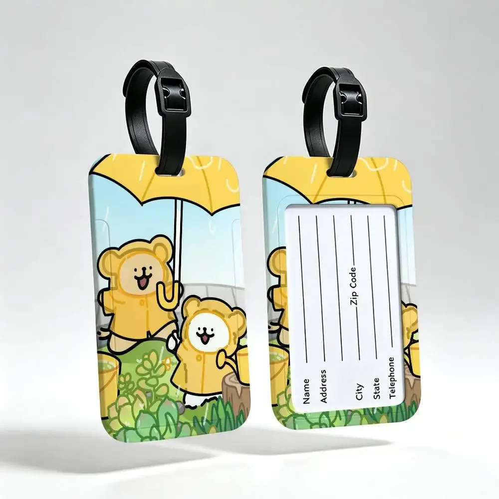 line cartoon p-puppys étiquette de voyage anti-perte en pvc, porte-carte d'informations, étiquette de bagage imperméable