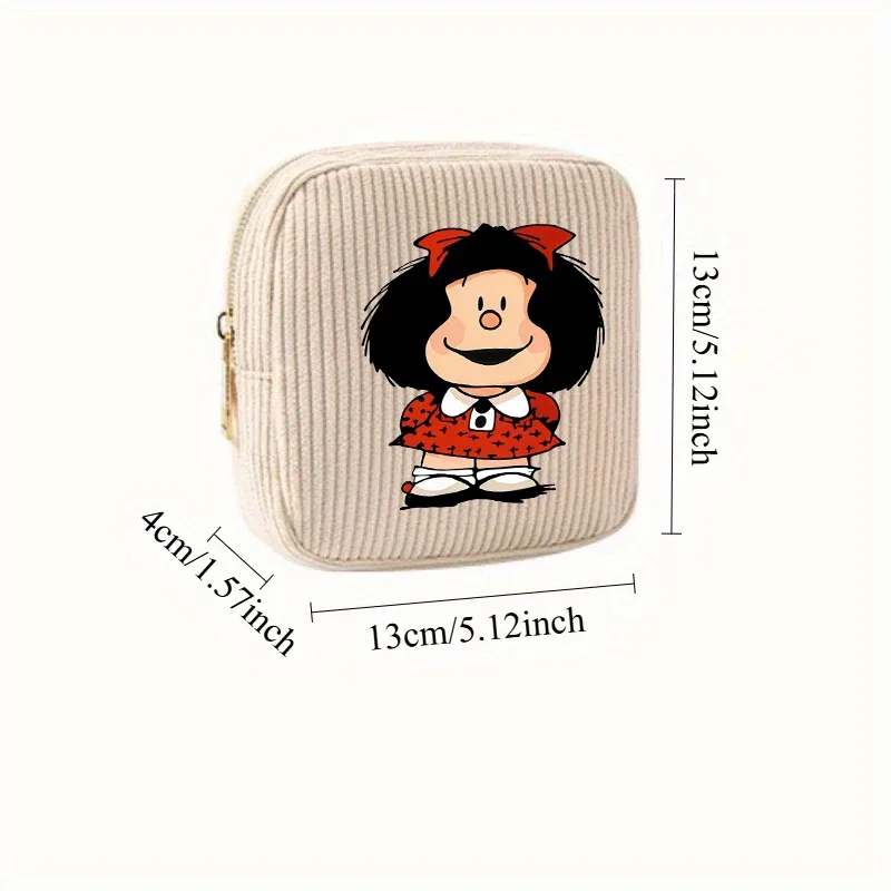 mini trousse de maquillage en velours côtelé mafalda pour femme - et cosmétique compact adapté aux voyages, trousse de toilette miniature adaptée à un usage quotidien