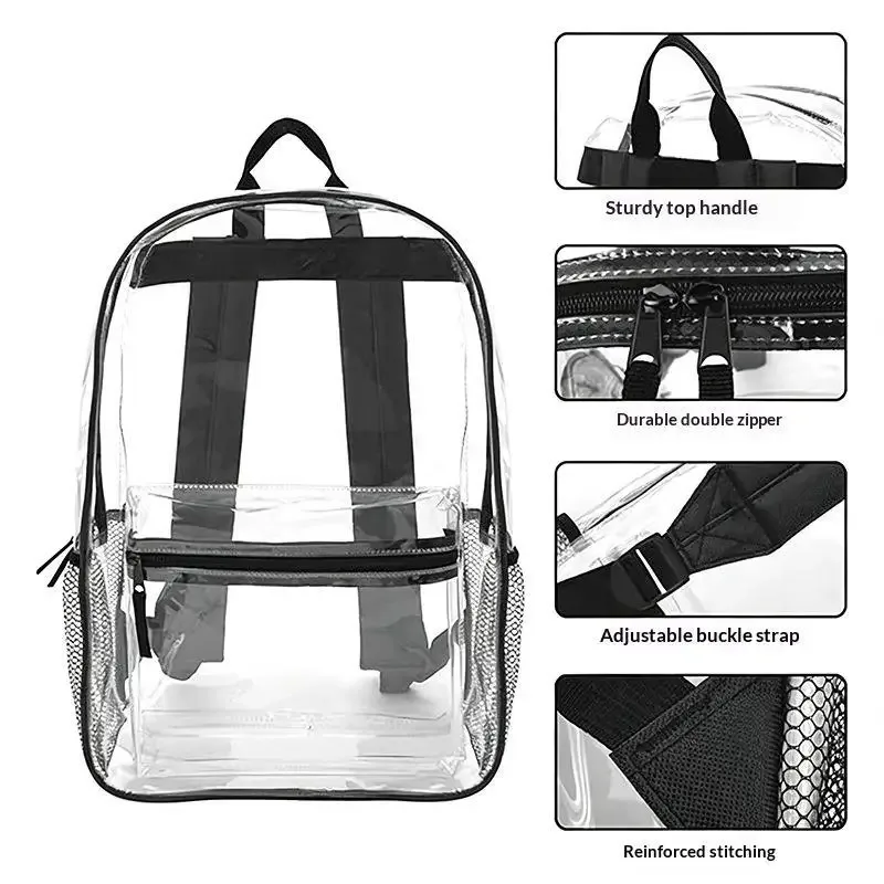 sac à dos transparent en pvc imperméable, durable, 1 pièce, pour stade de baseball, activités de plein air, école