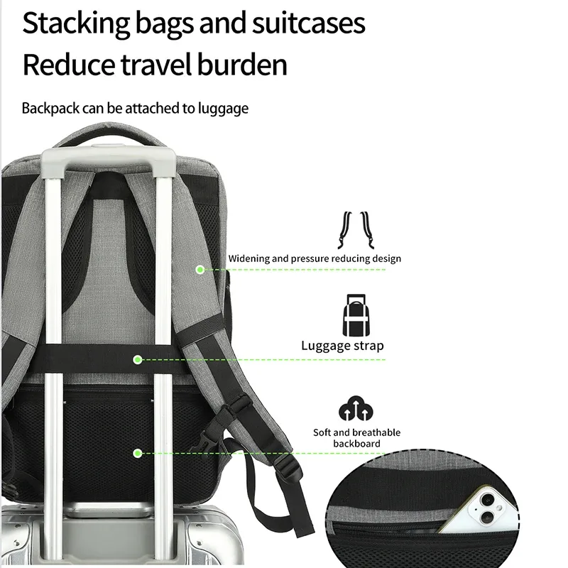 sac à dos de voyage multifonctionnel pour femmes, imperméable, grande capacité, séparation sec/humide, pour les trajets quotidiens, les voyages d'affaires, ordinateur portable