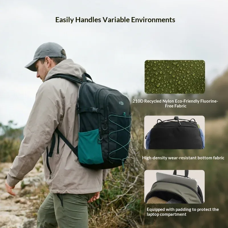 sac dos nylon vert olive gris bleu rose robuste décontracté randonnée voyage polyvalent ordinateur portable compartiment rembourré fermeture éclair ykk pockets extérieurs