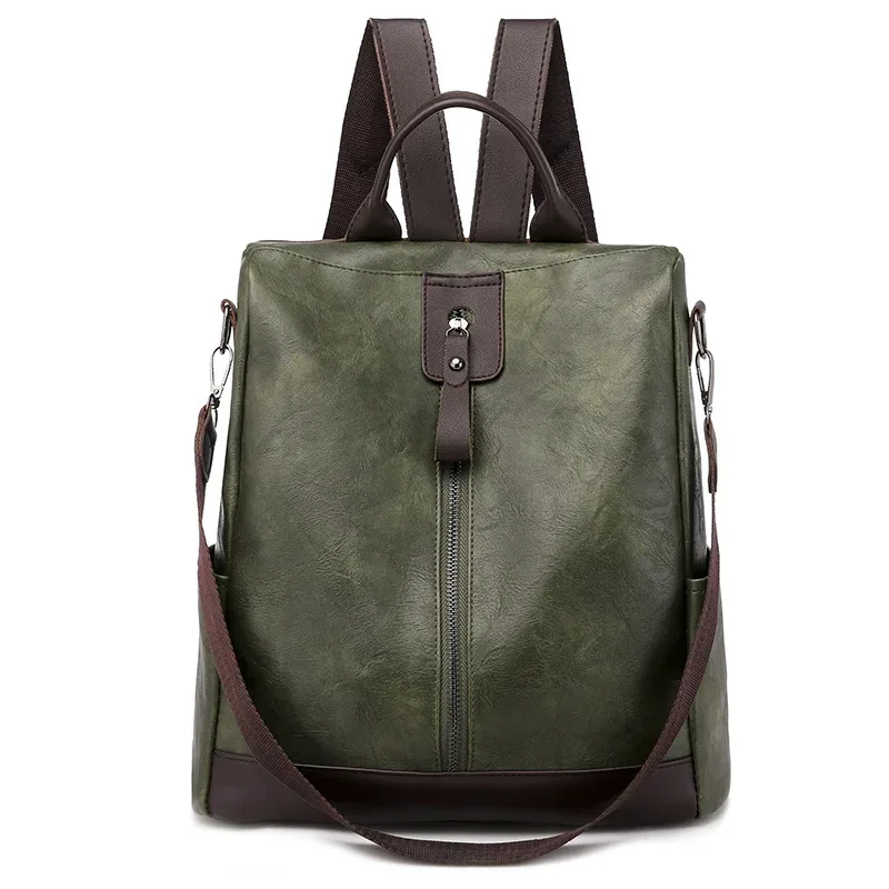 automne reteo femmes fermeture éclair pu sac à dos pu femmes européennes américaines rétro loisirs en plein air voyage sac à dos sac antivol