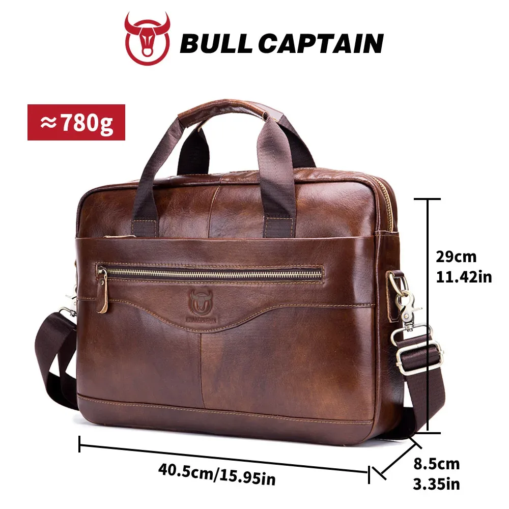 sacoche cuir vache marron top-grain leather poignée souple bandoulière amovible polyester intérieur informatique usage voyage business