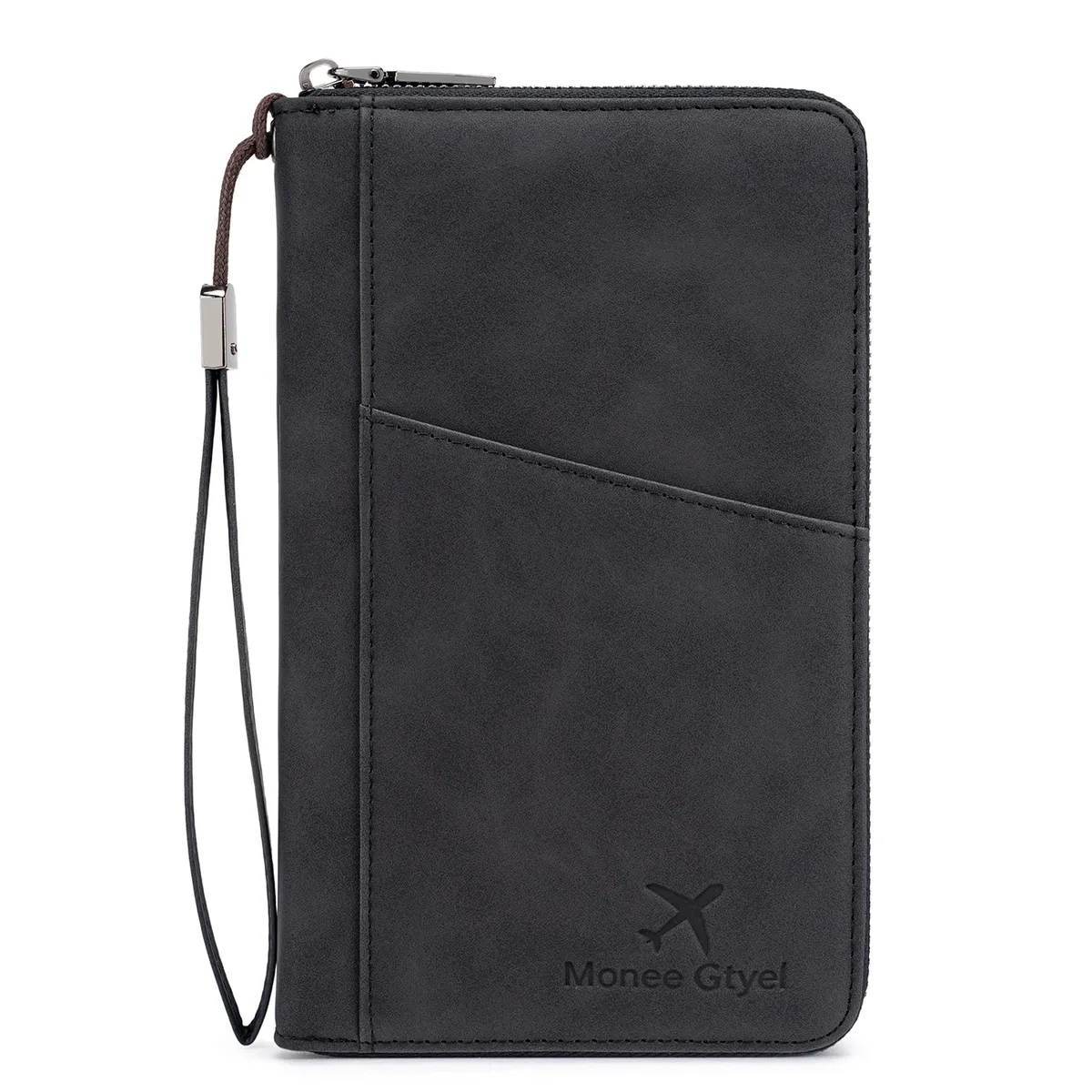 porte-passeport anti-vol rfid, portefeuille de voyage, organisateur de documents en similicuir avec fermeture éclair, couverture de passeport avec sangle de poignet