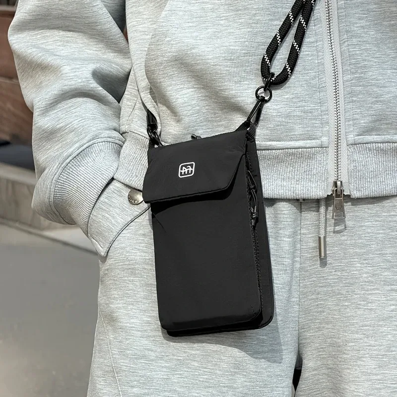sac à bandoulière pour téléphone portable en nylon, pochette verticale avec poche zippée, portefeuille pour passeport, sac de rangement quotidien pour petits objets