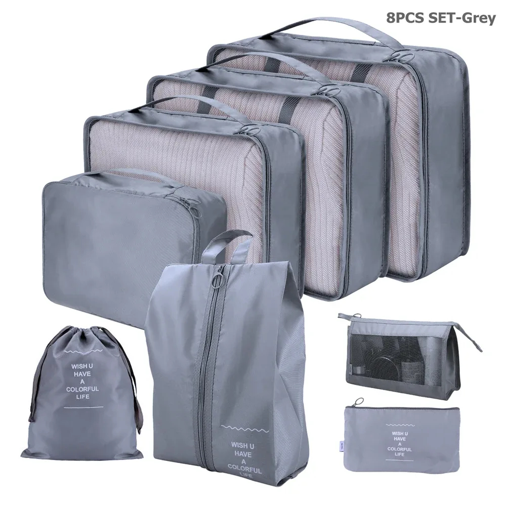 organisateur voyage beige clair motifs palmiers vagues grande capacité sac rangement nylon résistant eau polyvalent femmes
