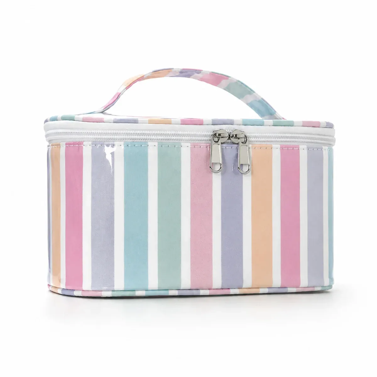 sac cosmétique à rayures en pvc de grande capacité, sac de rangement pour articles de toilette pour femmes, sac de maquillage portable, sac de voyage pour voyage d'affaires, soins de la peau