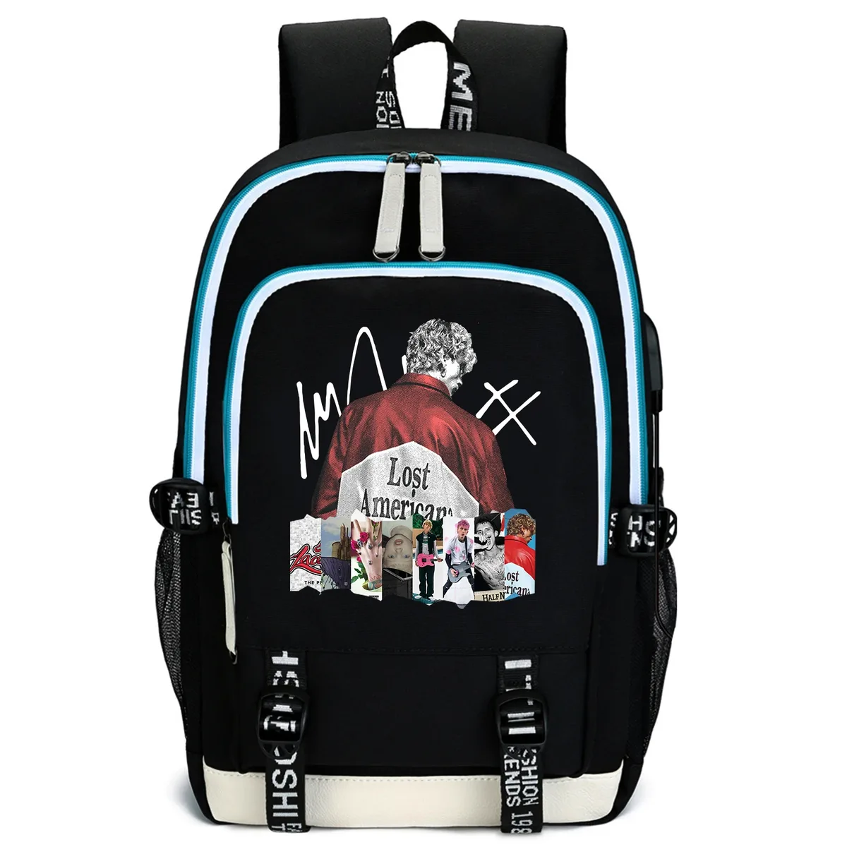 sac à dos mgk lost americana tour machine gun kelly, sac à dos pour ordinateur portable, sac à livres pour garçons et filles, sac à livres pour étudiants mgk mochila