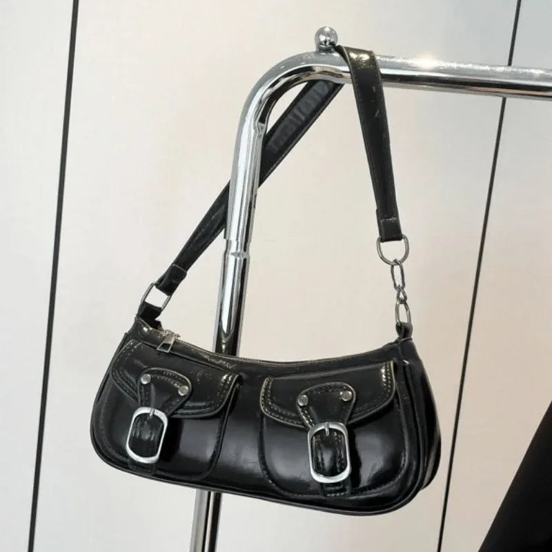 Petit sac à main en cuir PU pour femme, sacs sous les bras pour femme, sacs à main à double poche, pochette vintage, mode initiée, Y2K