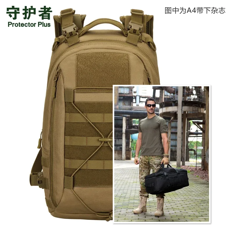 sac dos nylon camouflage noir vert bandes grises fixation velcro poche latérale tissu mousse ergonomie usage voyage