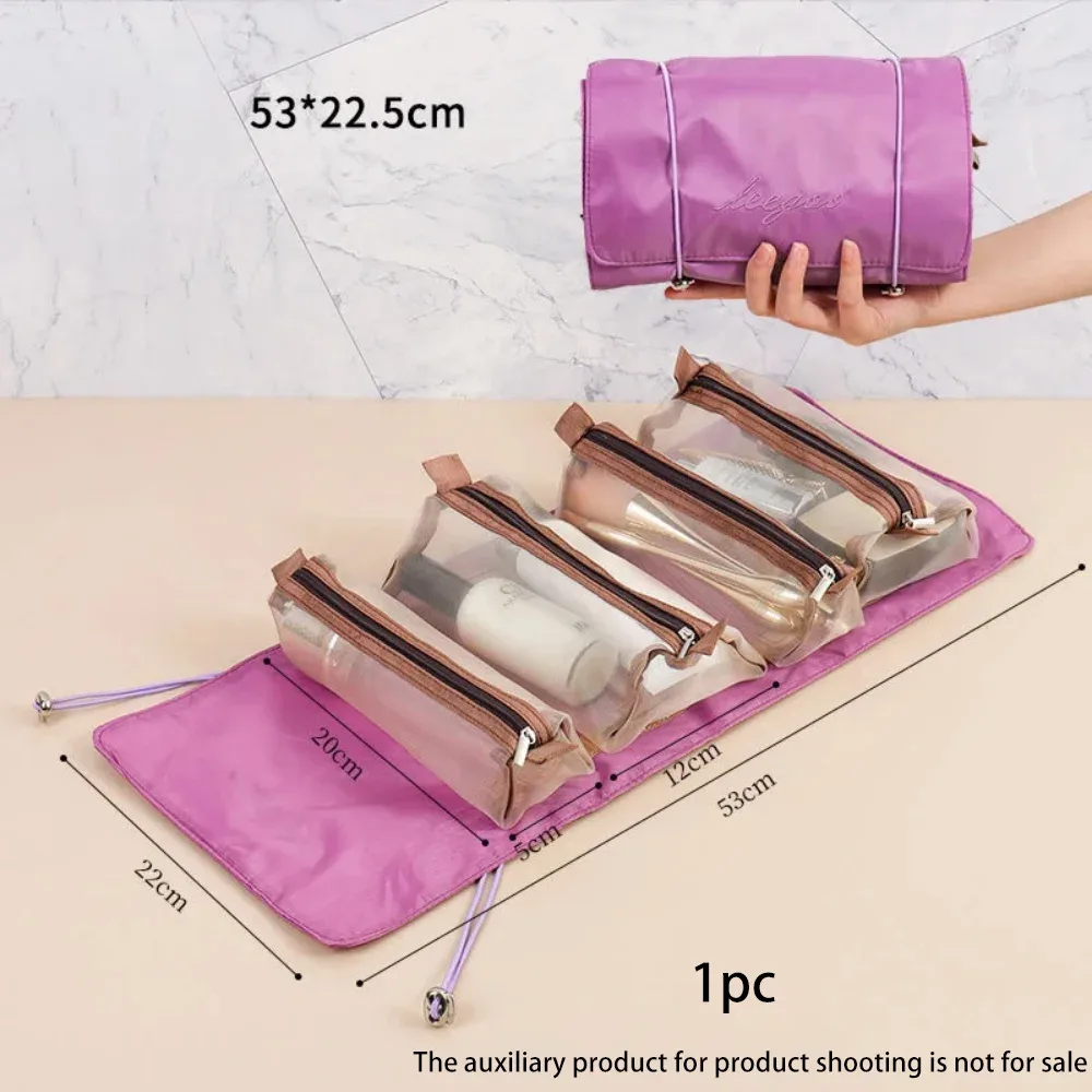 sac de maquillage fendu, trousse de toilette de voyage, trousse de maquillage de voyage, sac de rangement de voyage portable multifonctionnel
