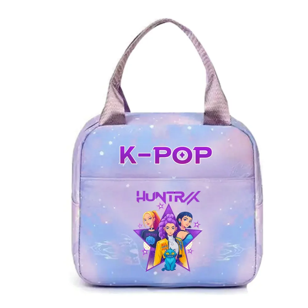 kpop demon hunters office workers avec sac à déjeuner portable isolé de grande capacité, sac à bandoulière à double usage